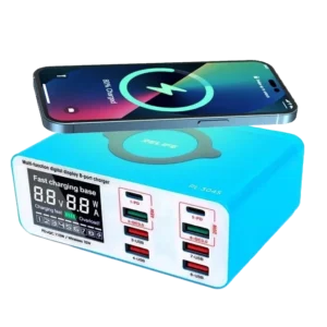 CARGADOR DE 8 PUERTOS CON PANTALLA DIGITAL MULTIFUNCIONAL 15W