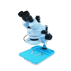 MICROSCOPIO TRINOCULAR HD SIN BASE ESTEREO 7X-45X CON LAMPARA LED 500X
